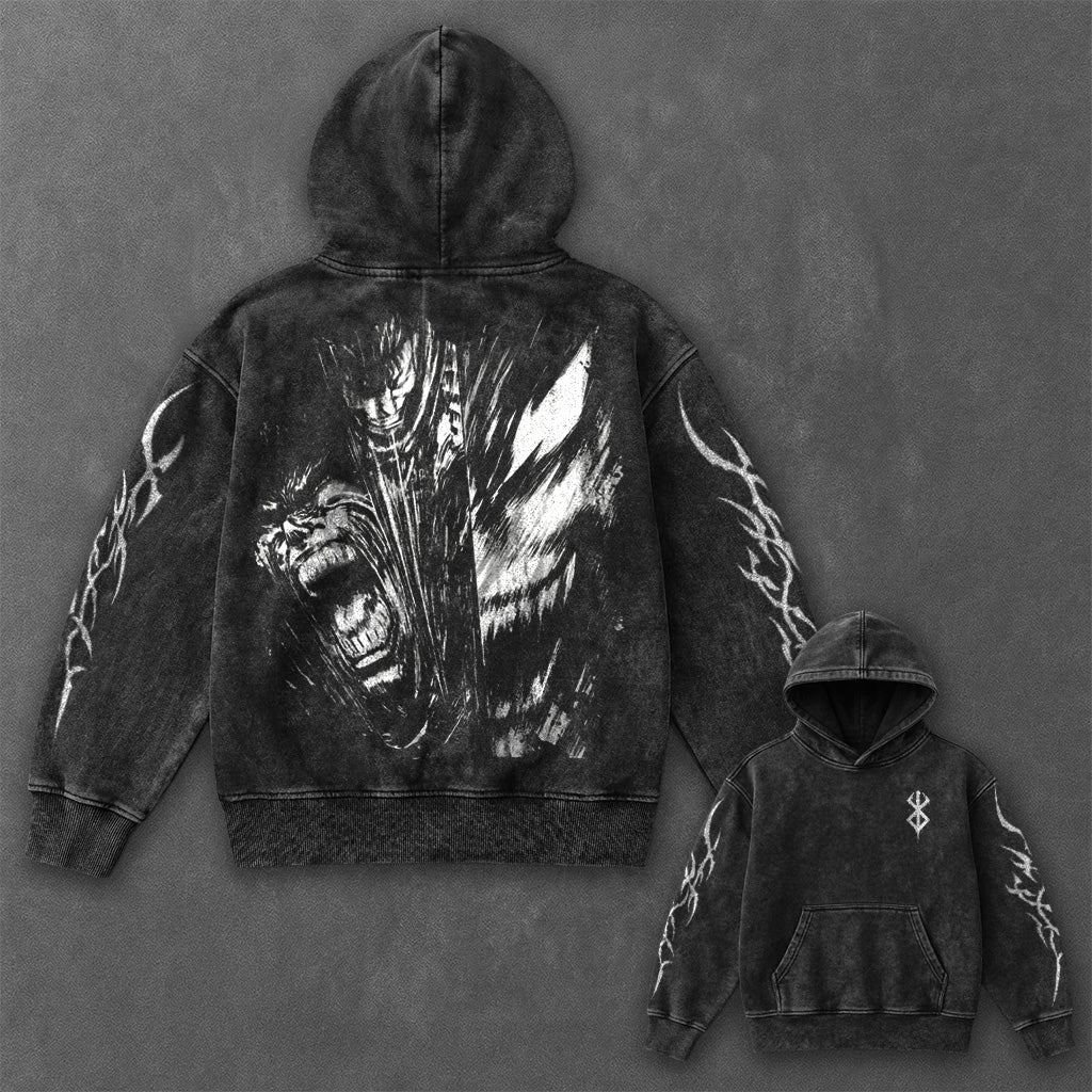 Berserk Essential Sleek Black Washed Hoodie