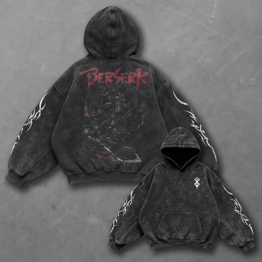 Berserk Classic Premium Black Washed Hoodie