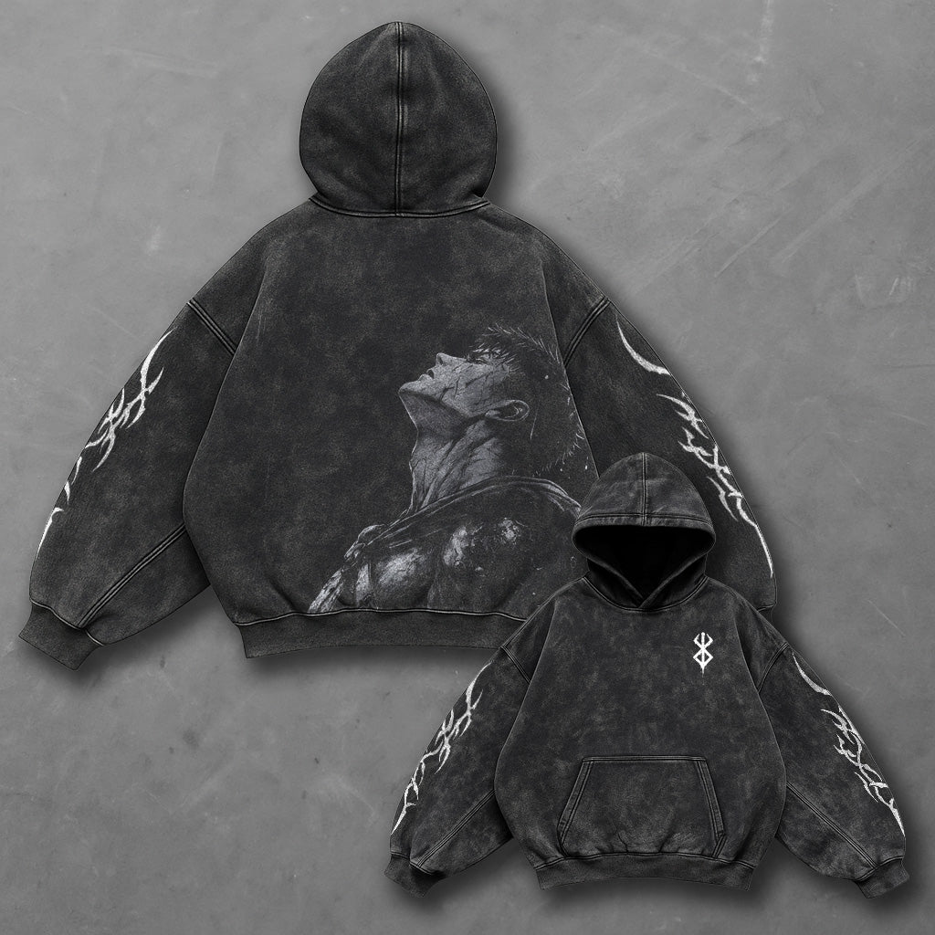 Berserk Classic Bold Black Washed Hoodie