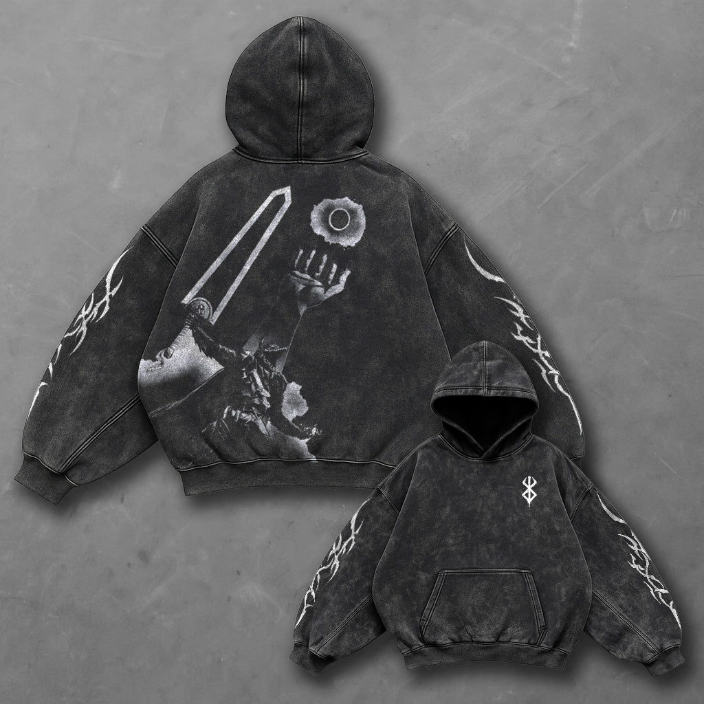 Berserk Classic Sleek Black Washed Hoodie