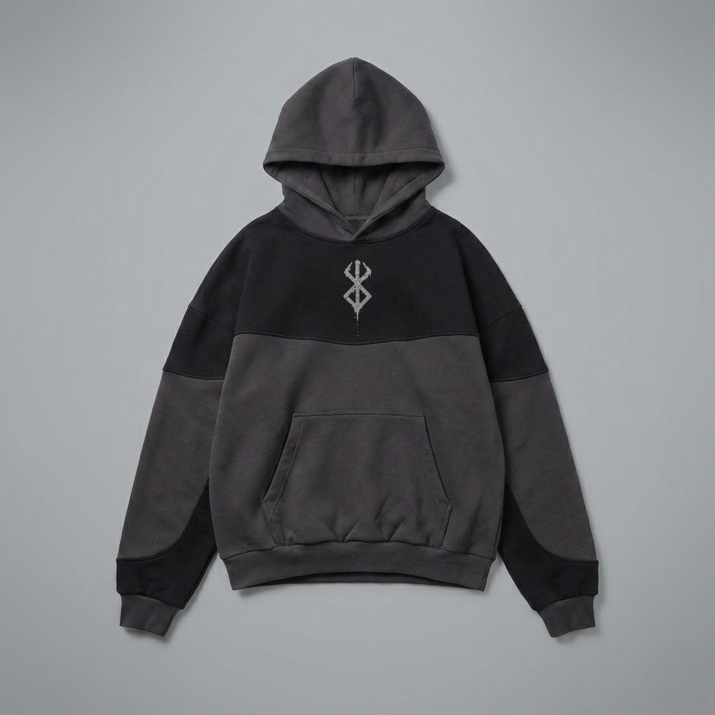 Berserk Logo Black and Grey Dual Washed Hoodie