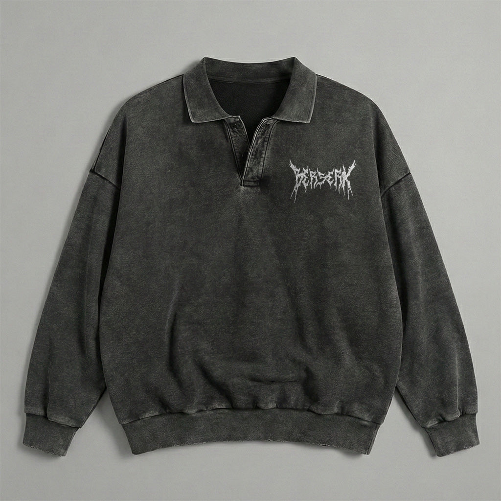 Berserk Logo Collared Washed Sweatshirt