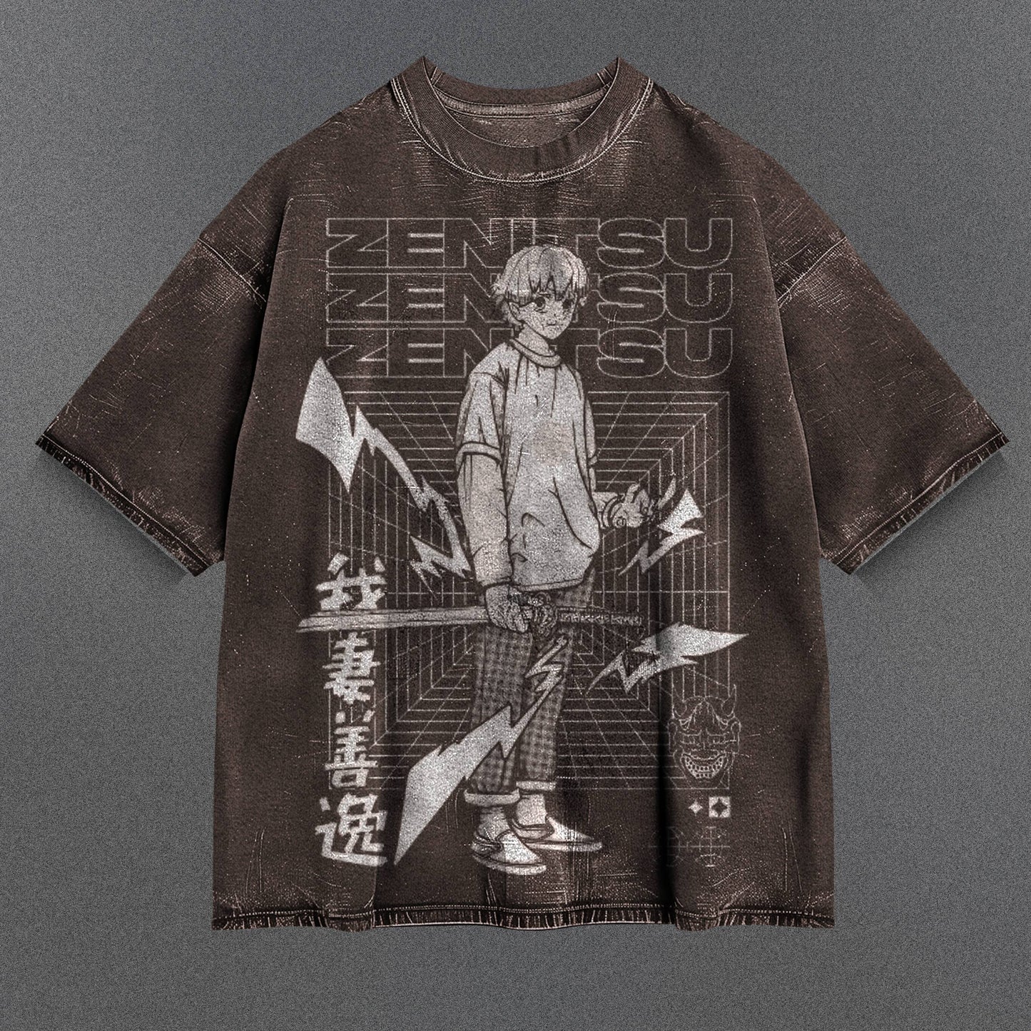 Demon Slayer Easygoing Brown Washed T-Shirt