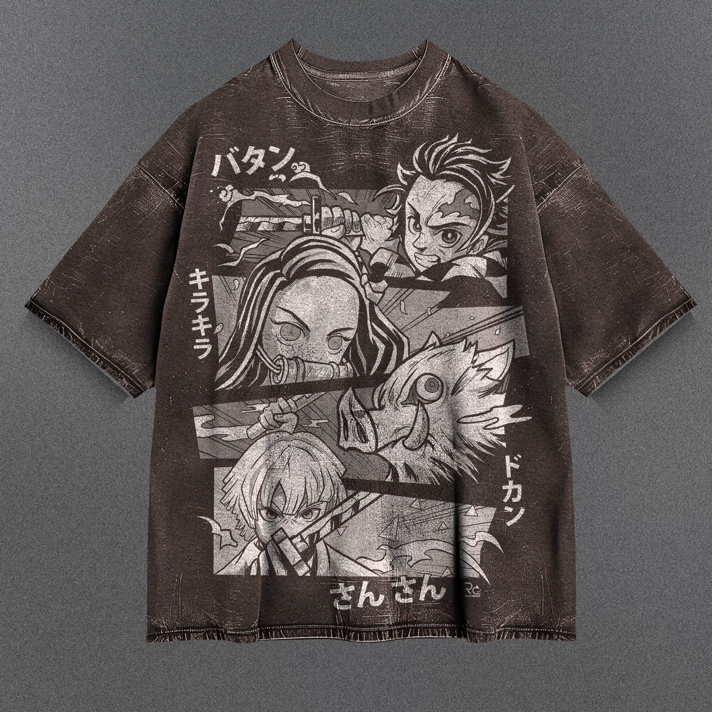 Demon Slayer Stylish Brown Washed T-Shirt