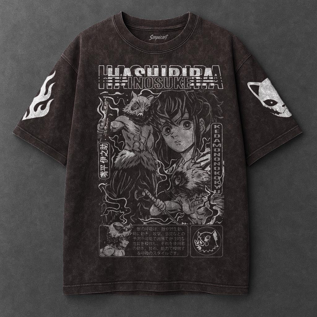 Demon Slayer Premium Casual Brown Washed T-Shirt