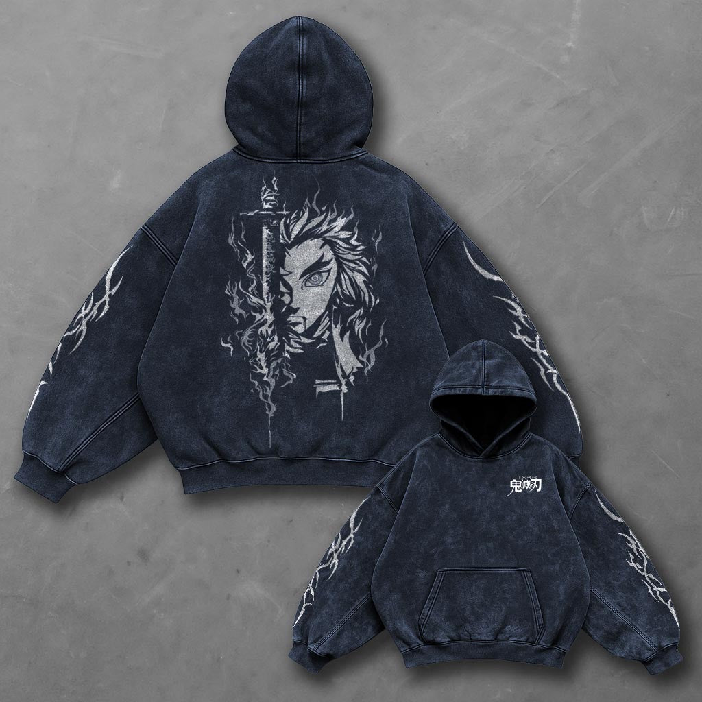 Demon Slayer Timeless Blue Washed Hoodie