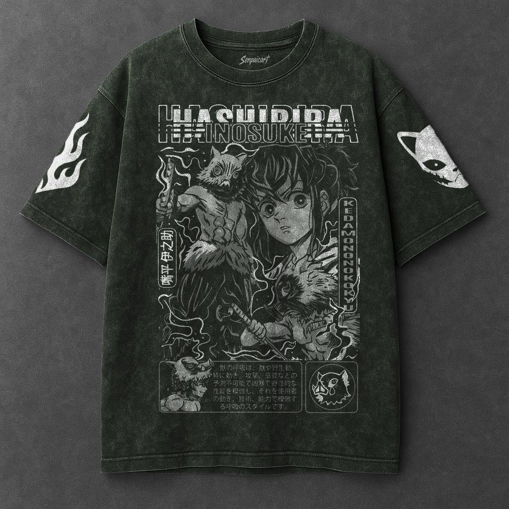 Demon Slayer Premium Flowy Vintage Green Washed T-Shirt