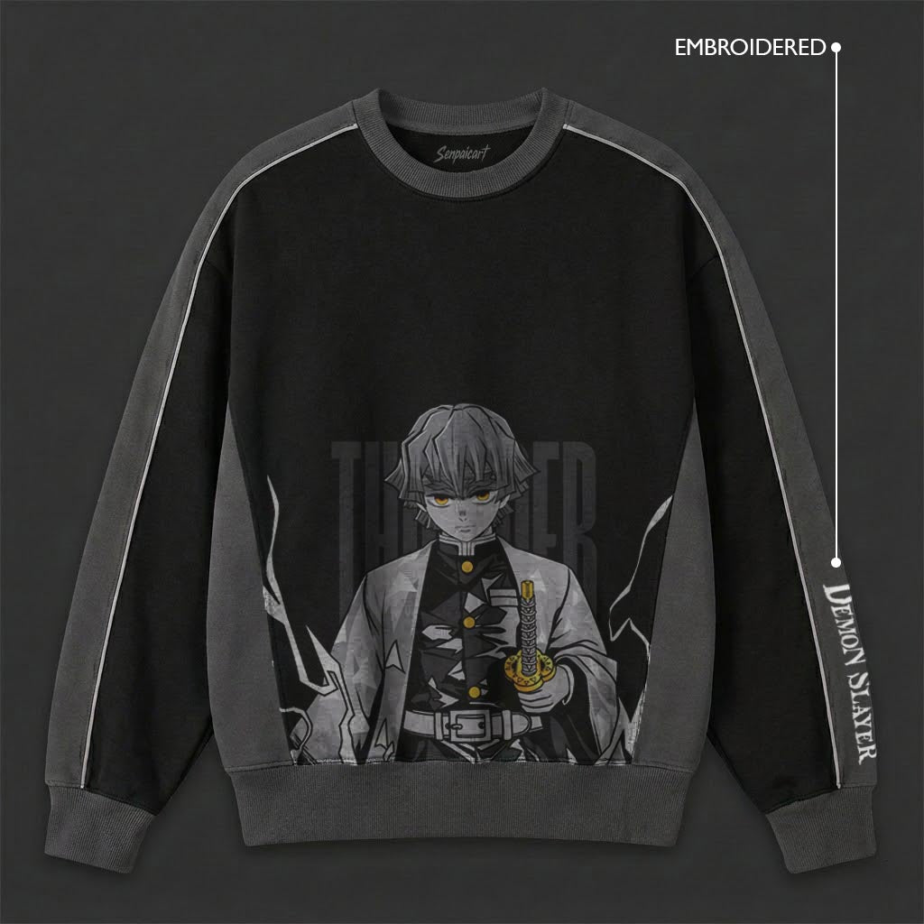 Demon Slayer Effortless Black Grey Sweatshirt