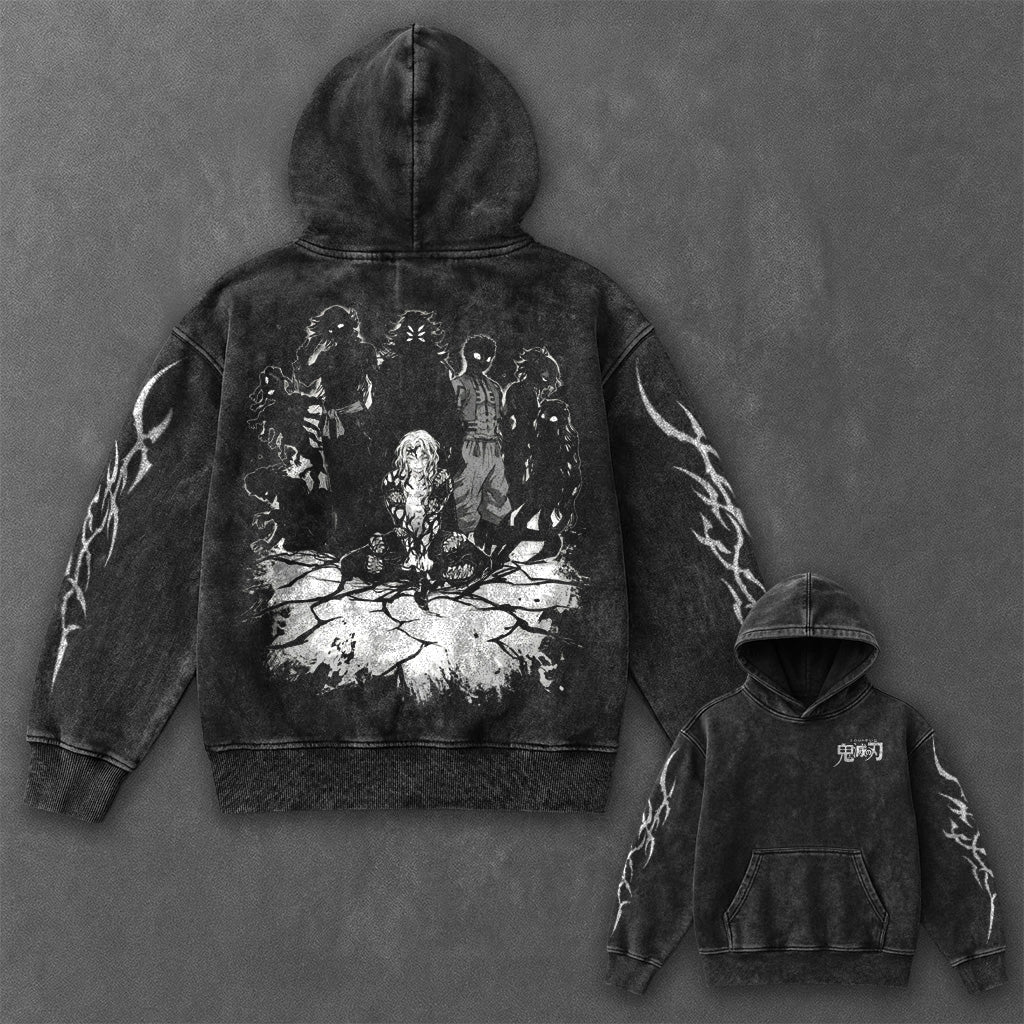 Demon Slayer Essential Premium Black Washed Hoodie