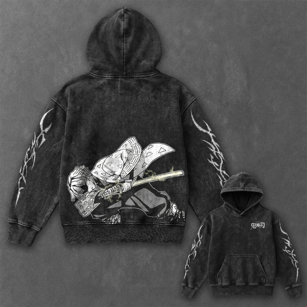 Demon Slayer Essential Signature Black Washed Hoodie