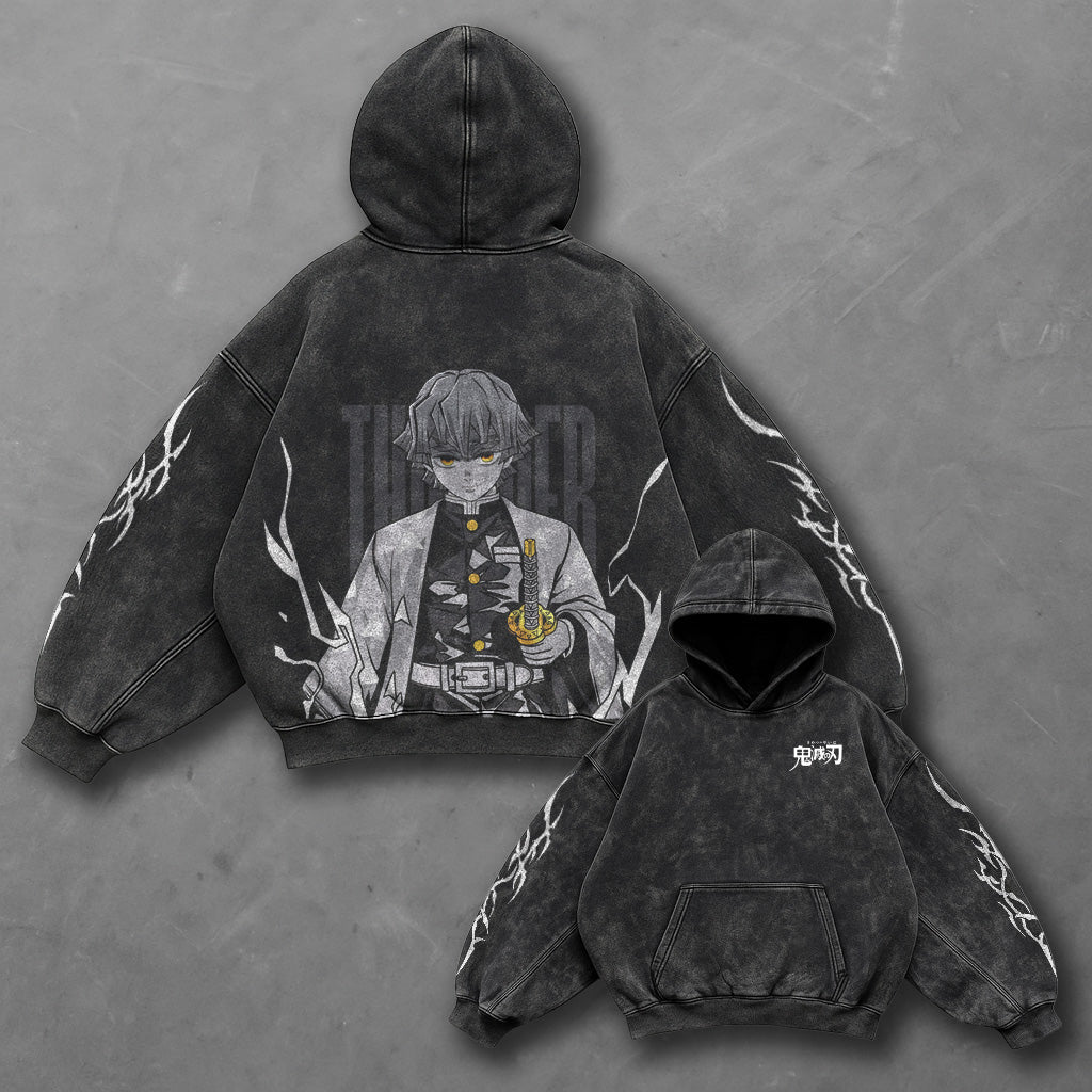 Demon Slayer Classic Essential Black Washed Hoodie