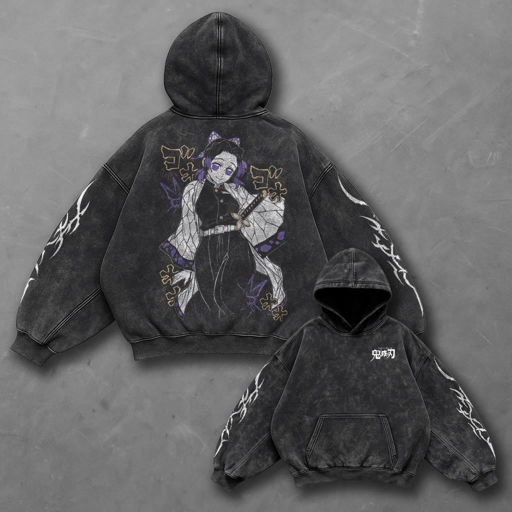 Demon Slayer Oversized Fresh Black Washed Hoodie