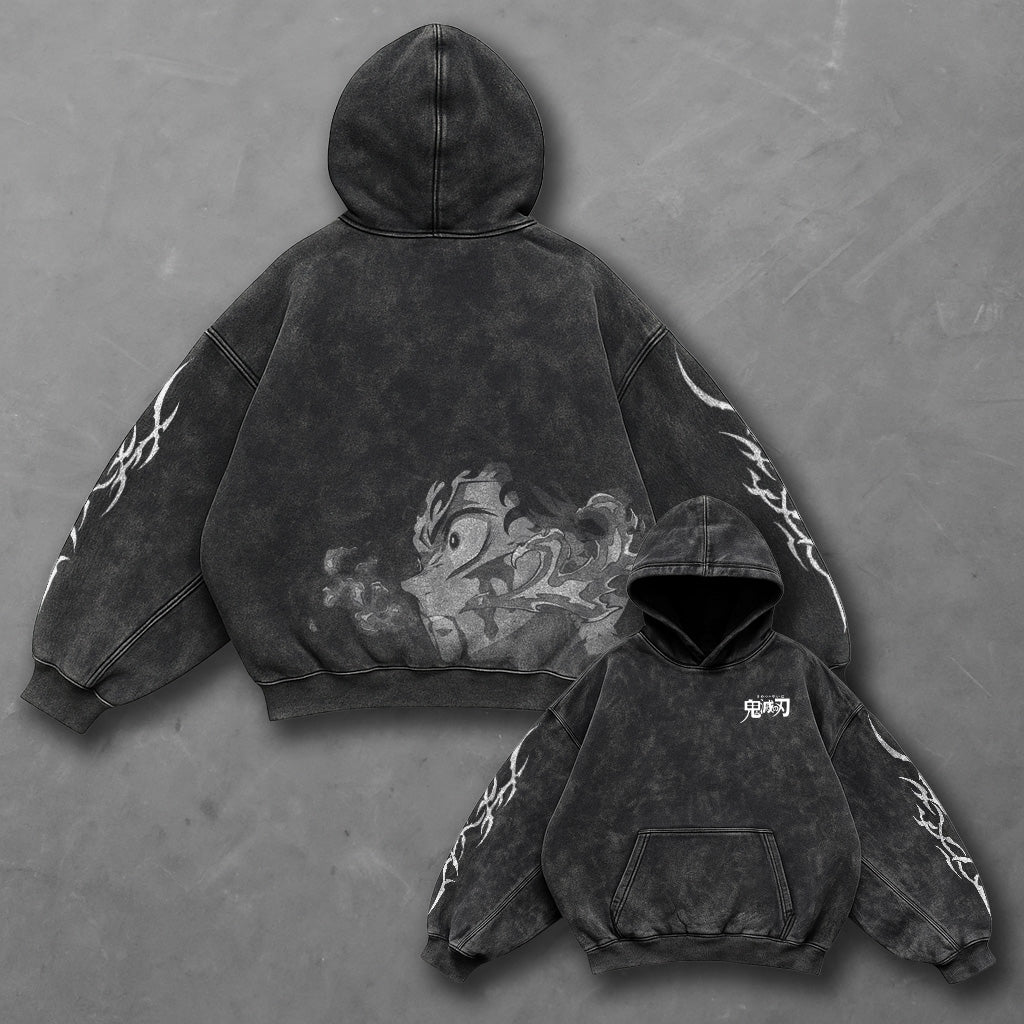 Demon Slayer Classic Minimal Black Washed Hoodie