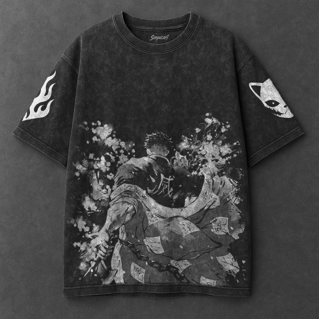 Demon Slayer Essential Minimal Black Washed T-Shirt