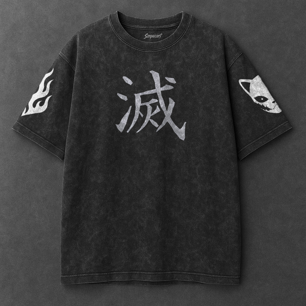 Demon Slayer Classic Oversized Black Washed T-Shirt