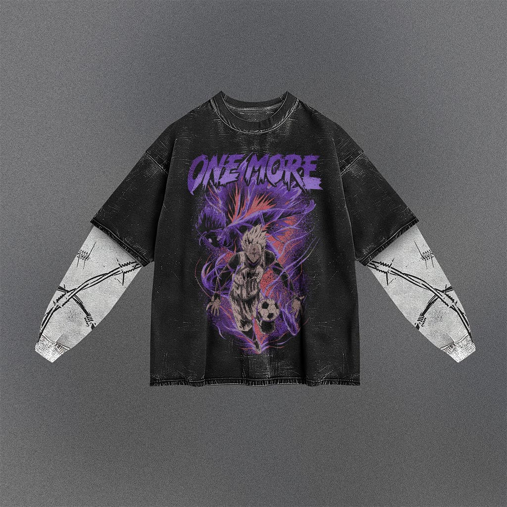 Blue Lock Elongated Double Sleeves Washed T-shirt