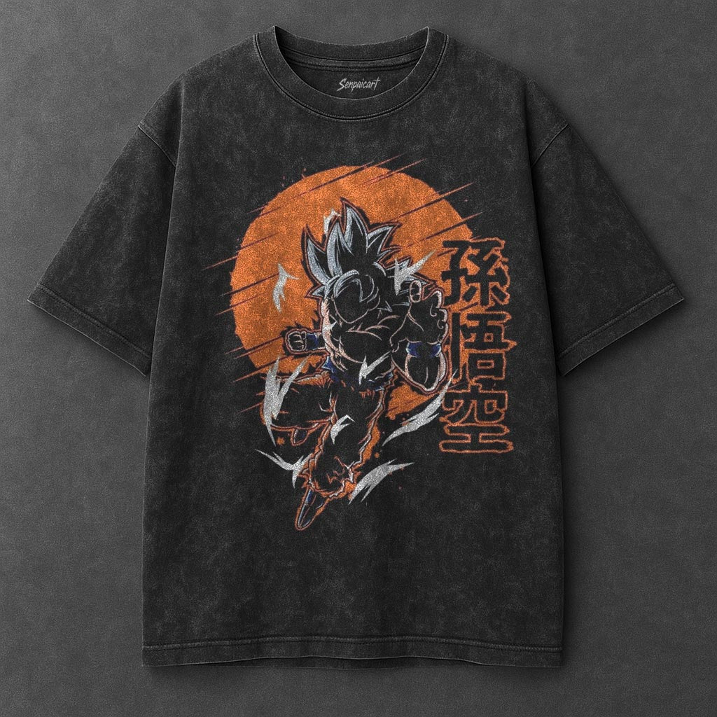 Dragon Ball Elongated Black Washed T-Shirt