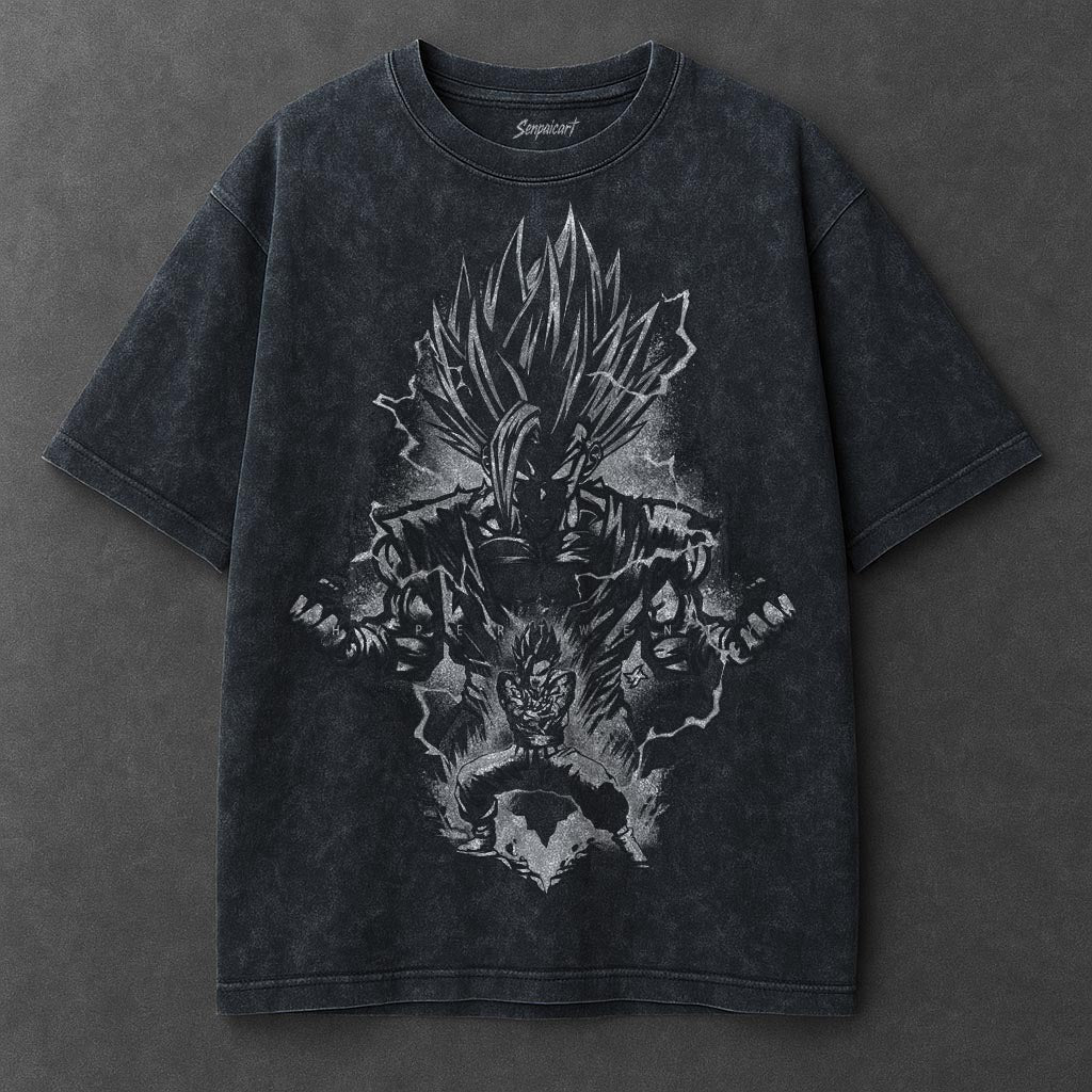 Dragon Ball Casual Navy Blue Washed T-Shirt