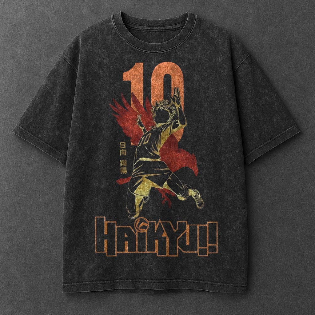 Haikyuu Premium Drapey Black Washed T-Shirt