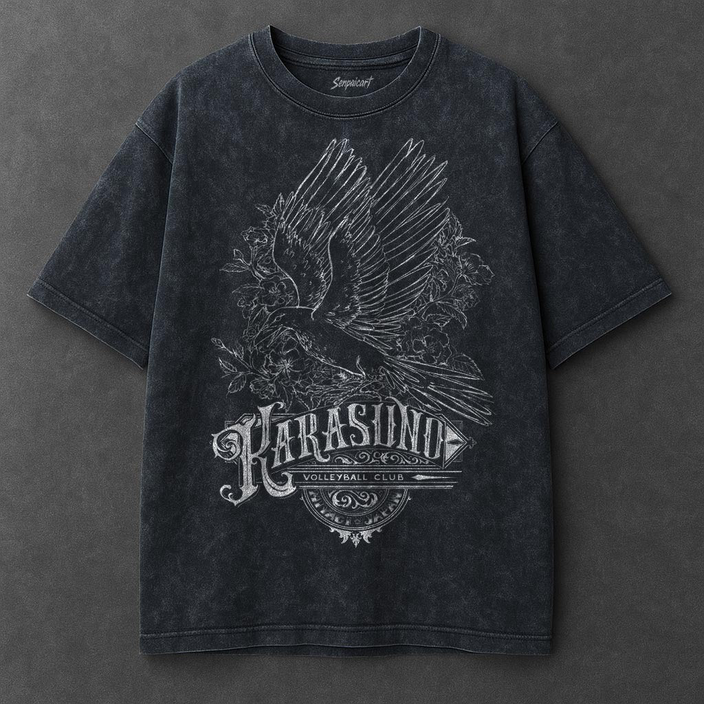 Haikyuu Premium Flowy Navy Blue Washed T-Shirt