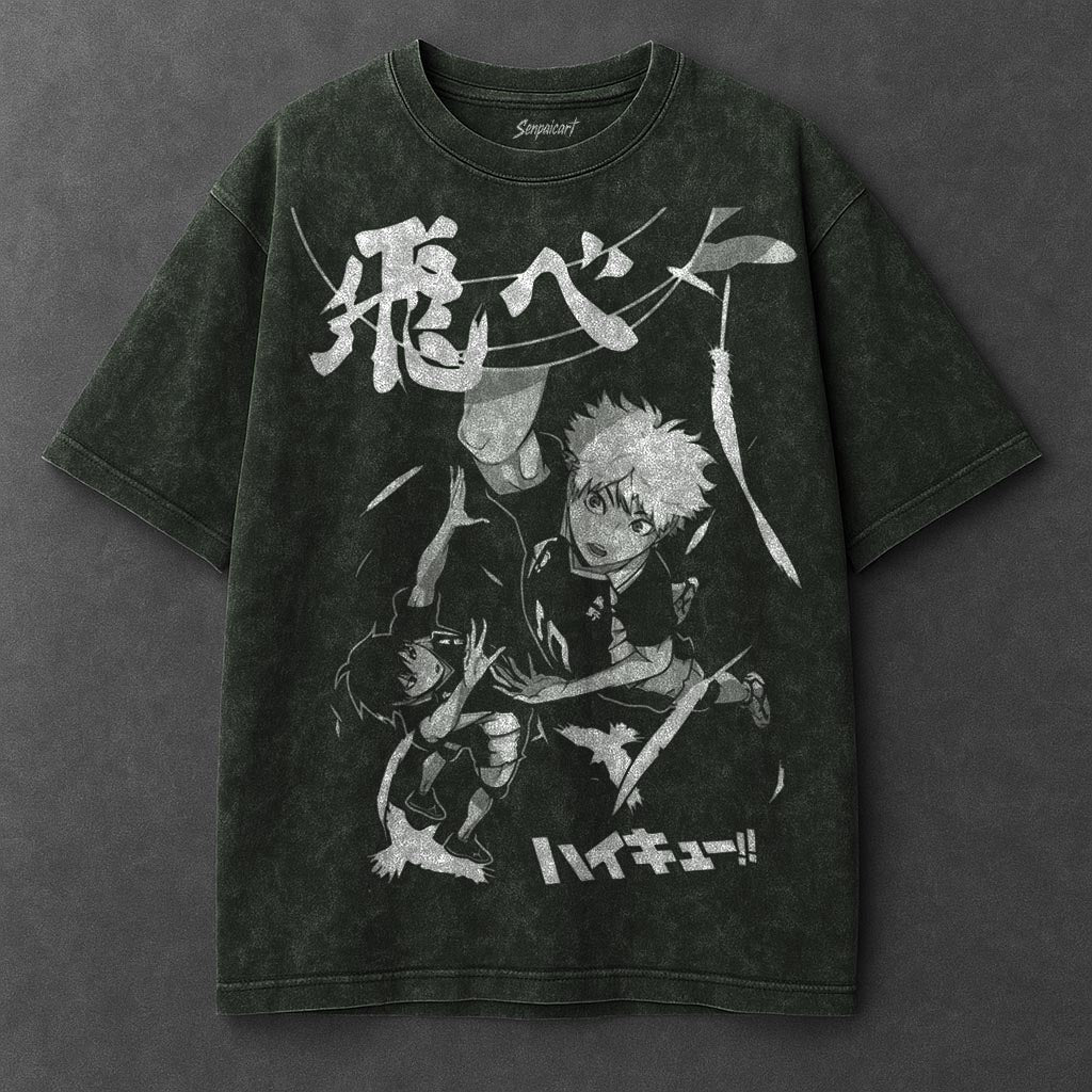 Haikyuu Premium Breezy Vintage Green Washed T-Shirt