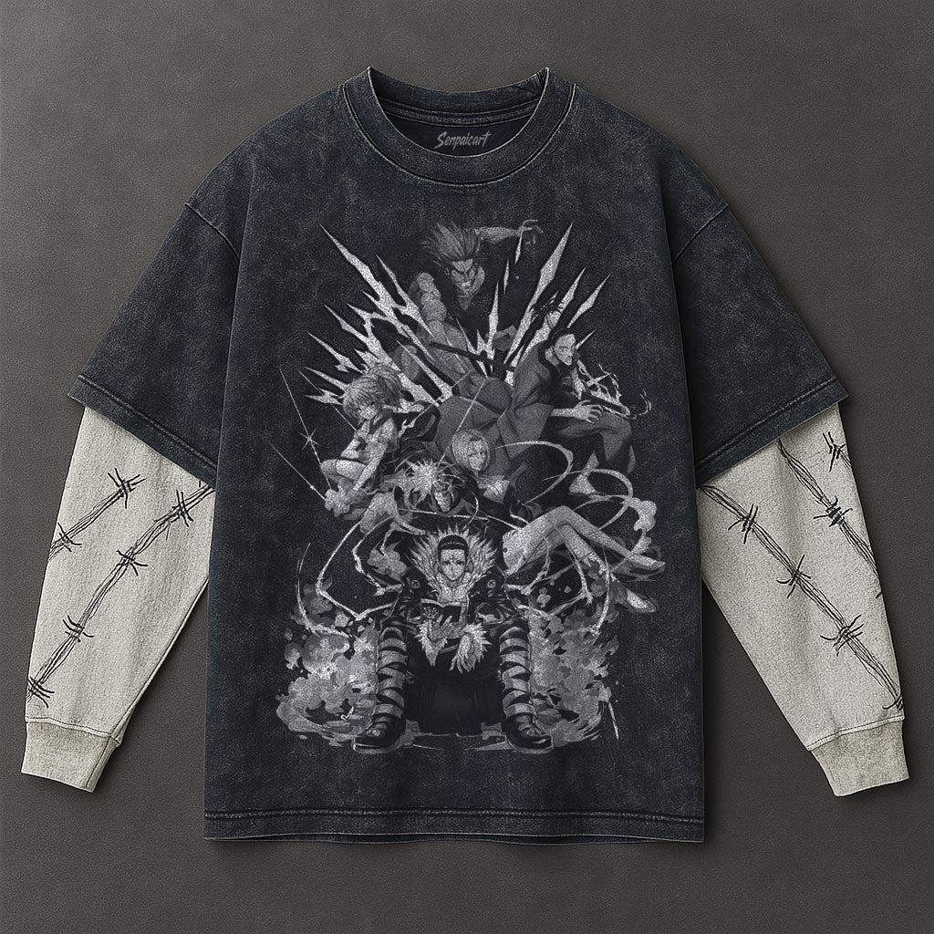Hunter x Hunter Premium Airy Double Sleeves Blue Washed T-Shirt