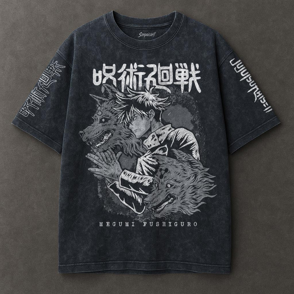 Jujutsu Kaisen Slouchy Blue Washed T-shirt