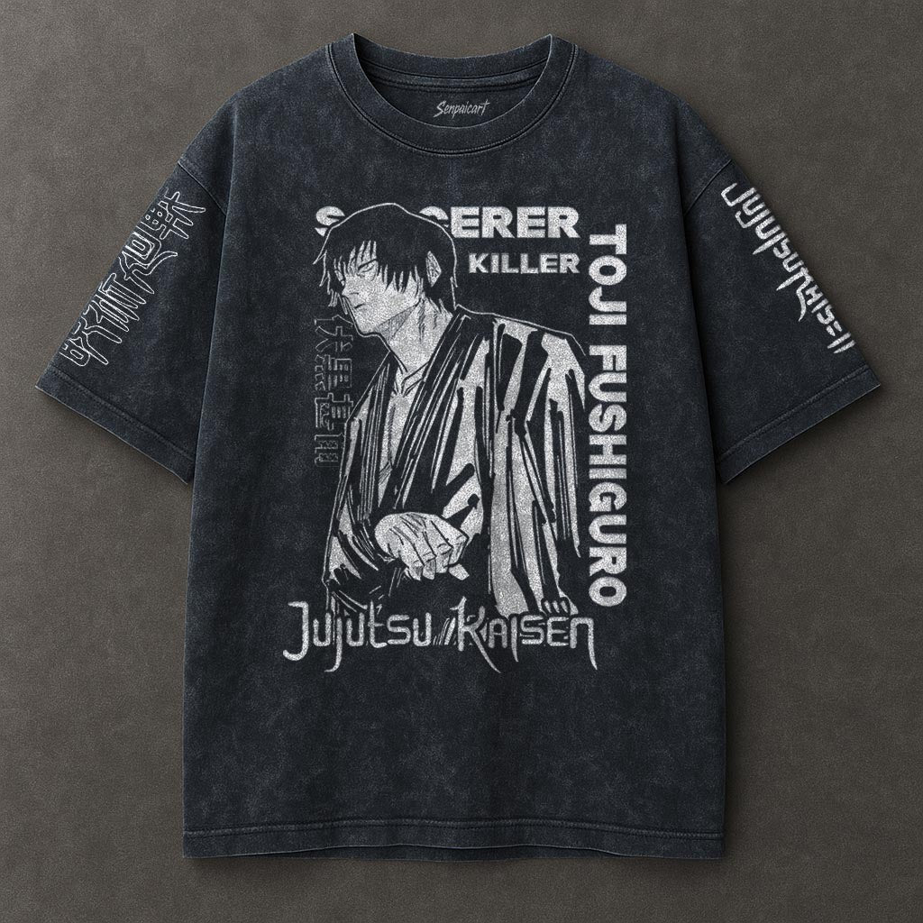 Jujutsu Kaisen Elongated Blue Washed T-shirt