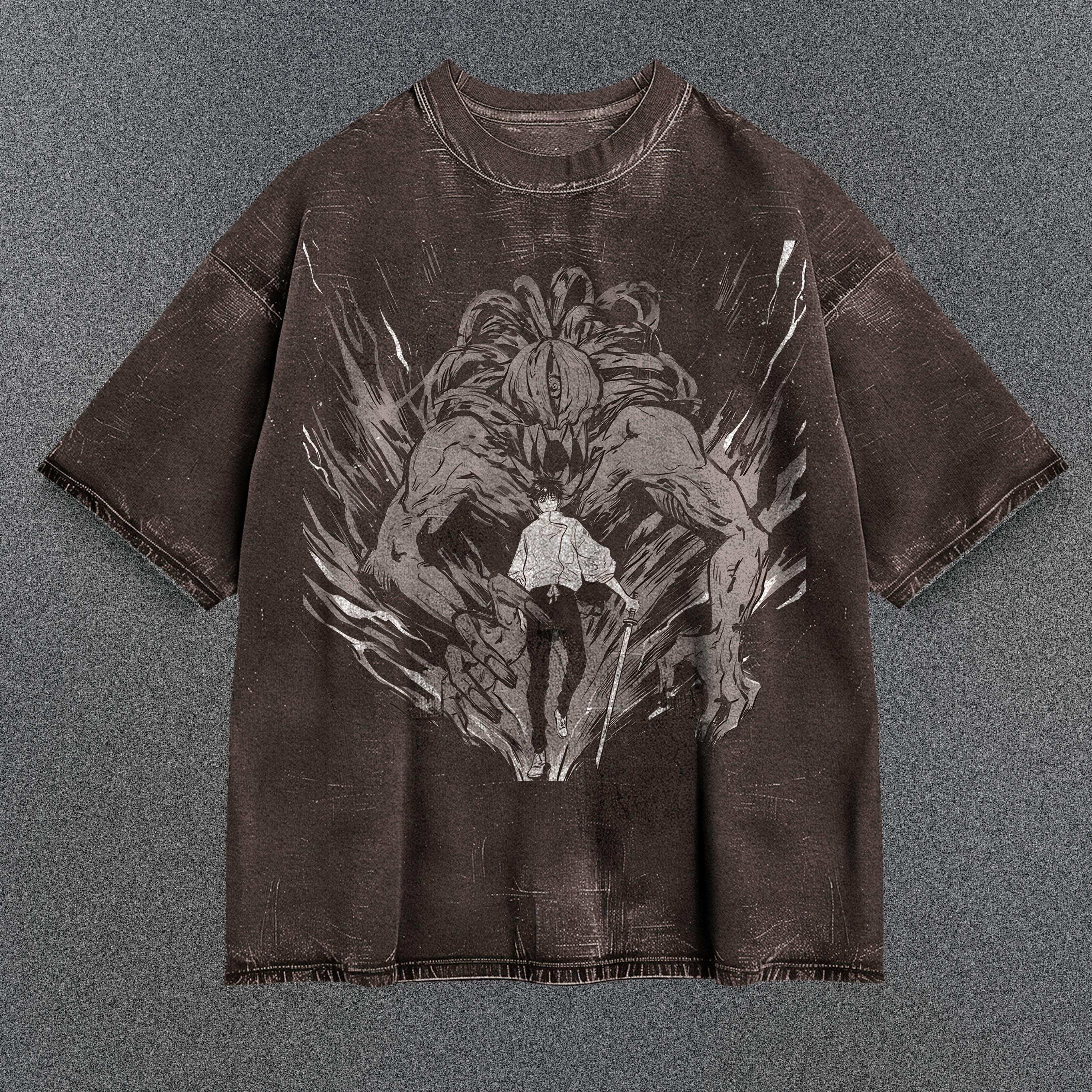 Jujutsu Kaisen Soft Brown Washed T-Shirt