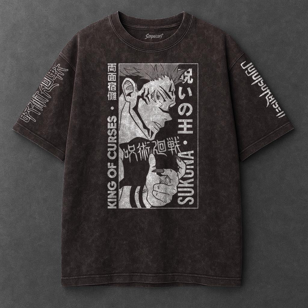 Jujutsu Kaisen Premium Oversized Brown Washed T-Shirt