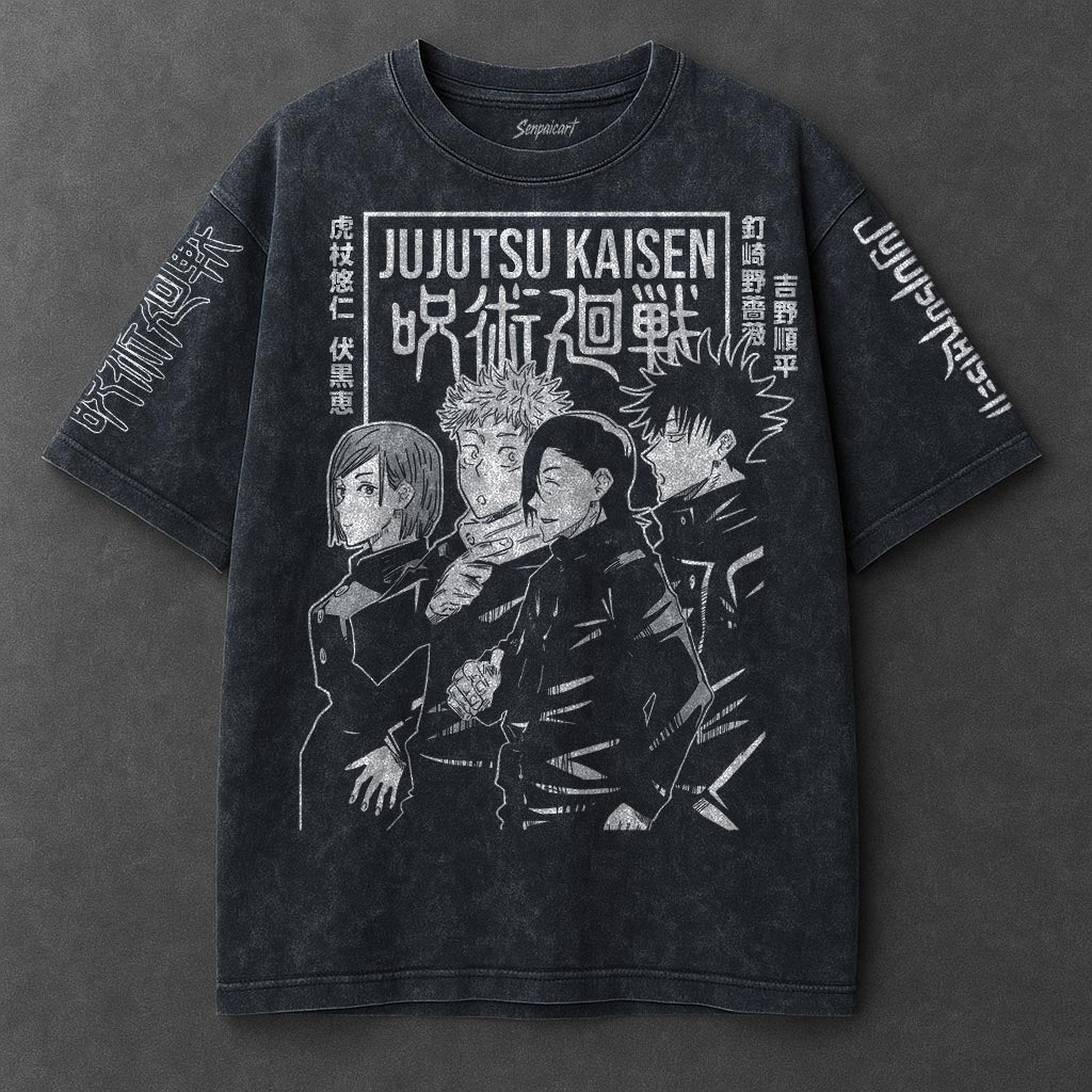 Jujutsu Kaisen Premium Loose Navy Blue Washed T-Shirt
