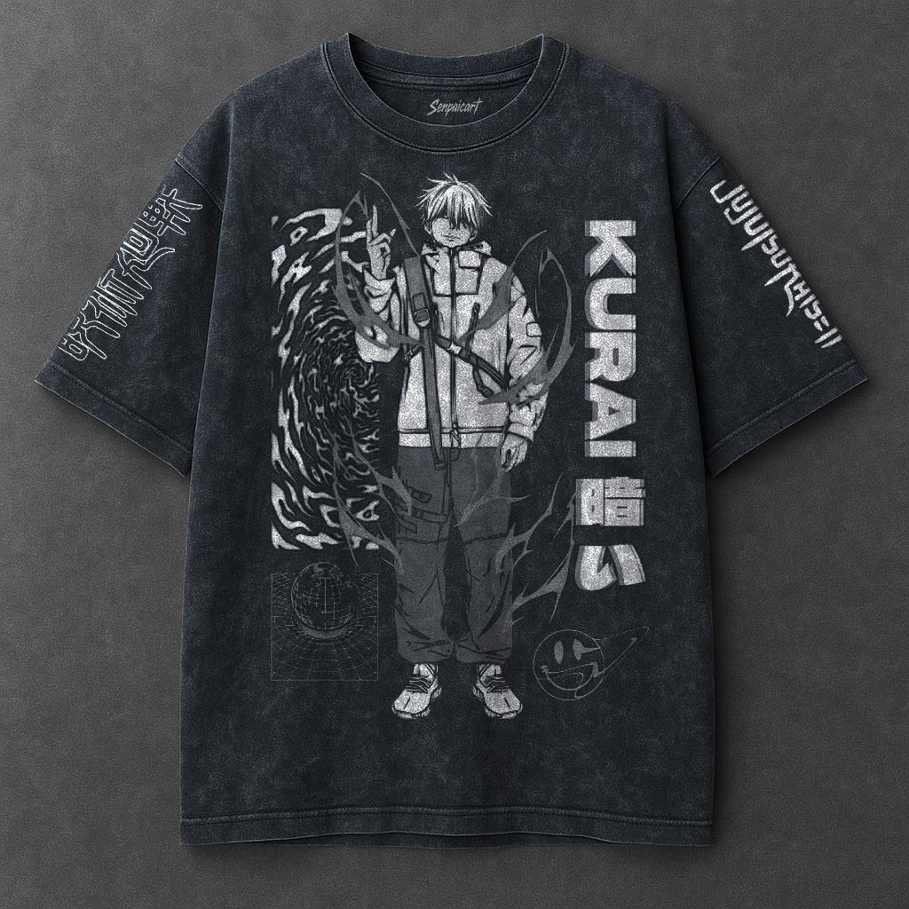 Jujutsu Kaisen Premium Drapey Navy Blue Washed T-Shirt
