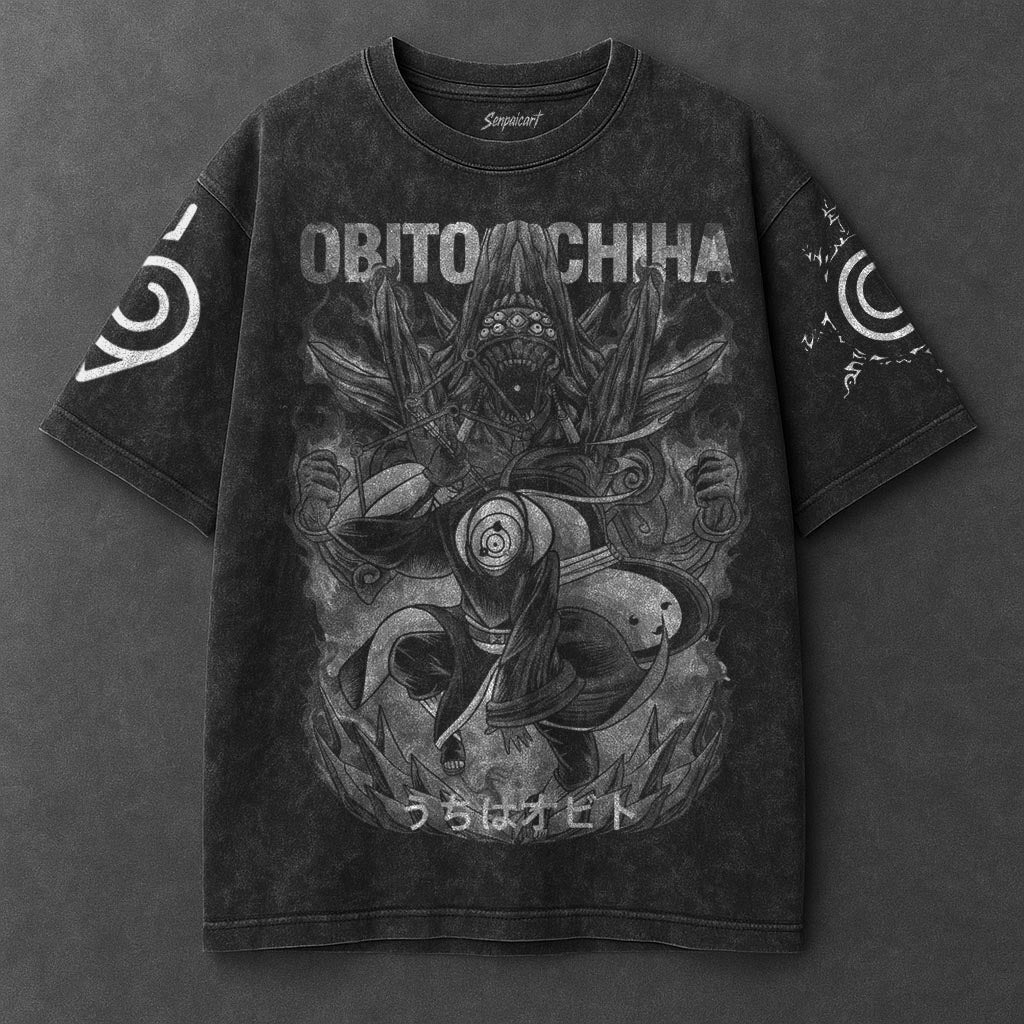 Naruto Oversized Refined Black Washed T-Shirt
