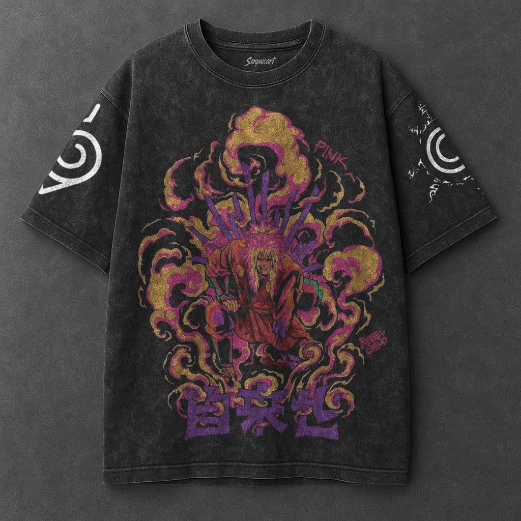 Naruto Oversized Fresh Black Washed T-Shirt