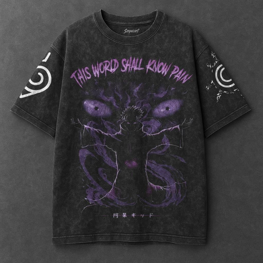 Naruto Oversized Crisp Black Washed T-Shirt