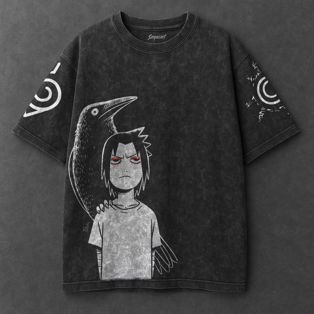 Naruto Oversized Premium Black Washed T-Shirt