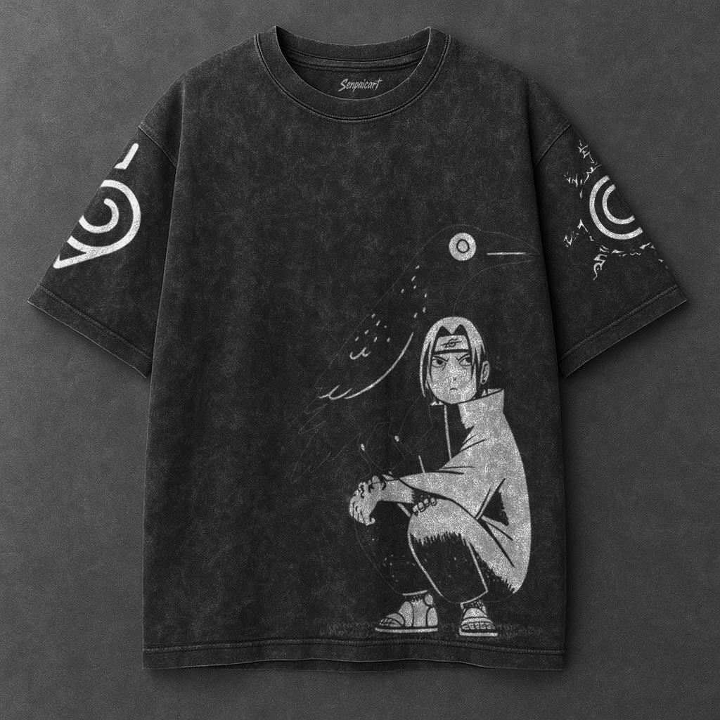Naruto Oversized Clean Black Washed T-Shirt