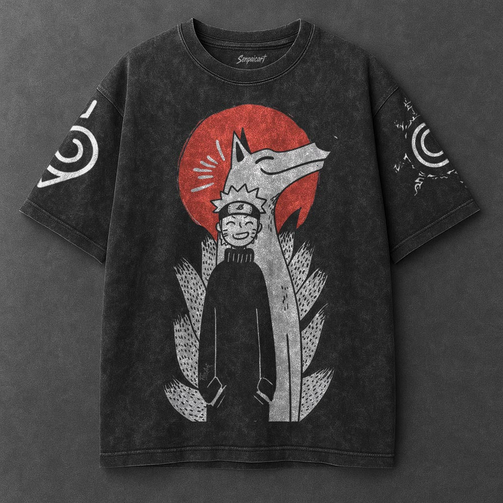 Naruto Oversized Timeless Black Washed T-Shirt