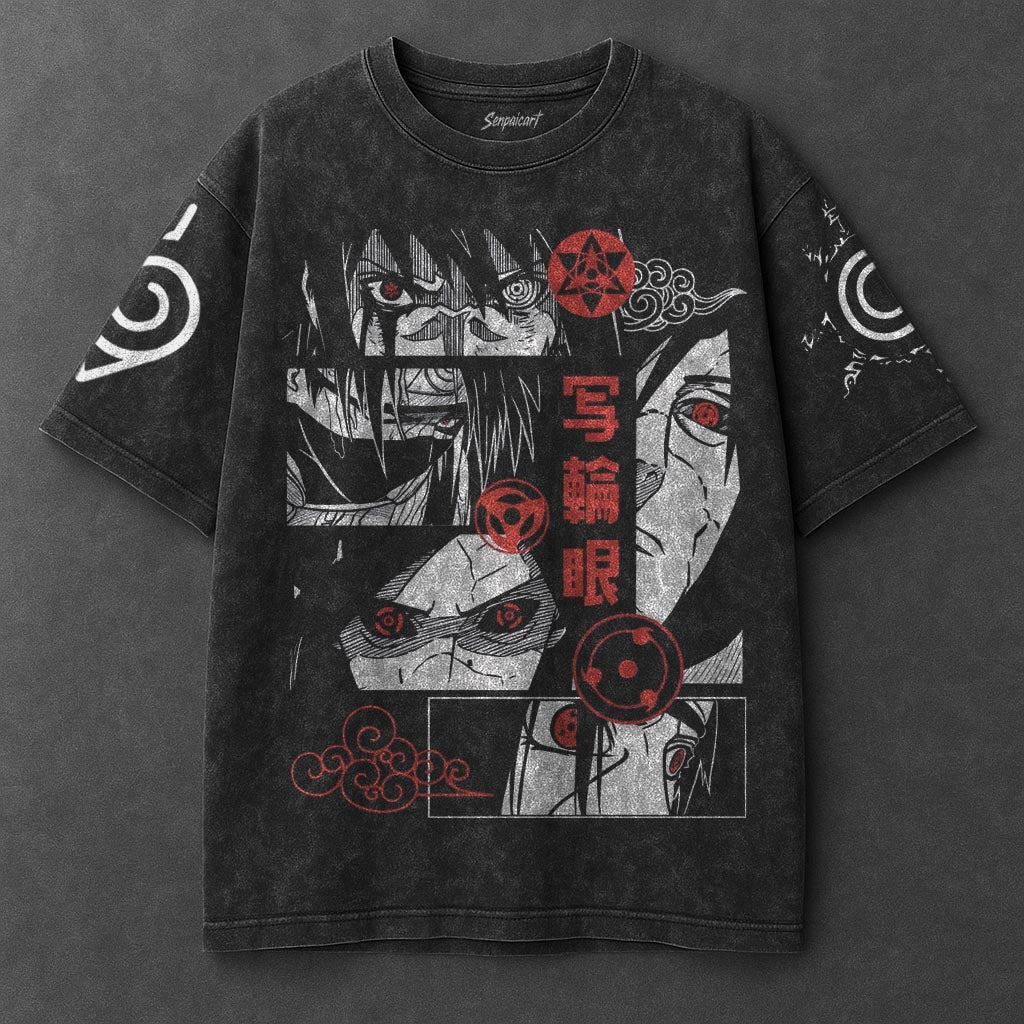 Naruto Oversized Street Black Washed T-Shirt