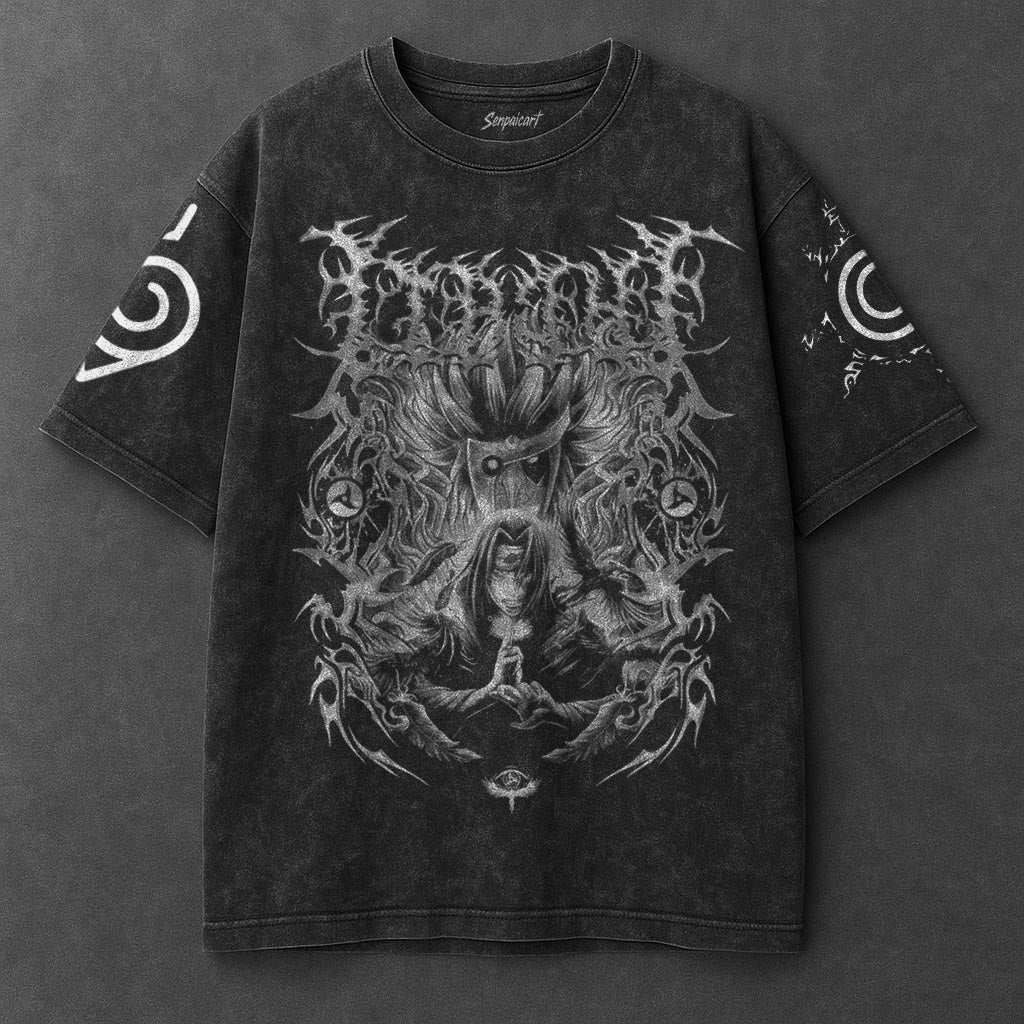 Naruto Oversized Versatile Black Washed T-Shirt