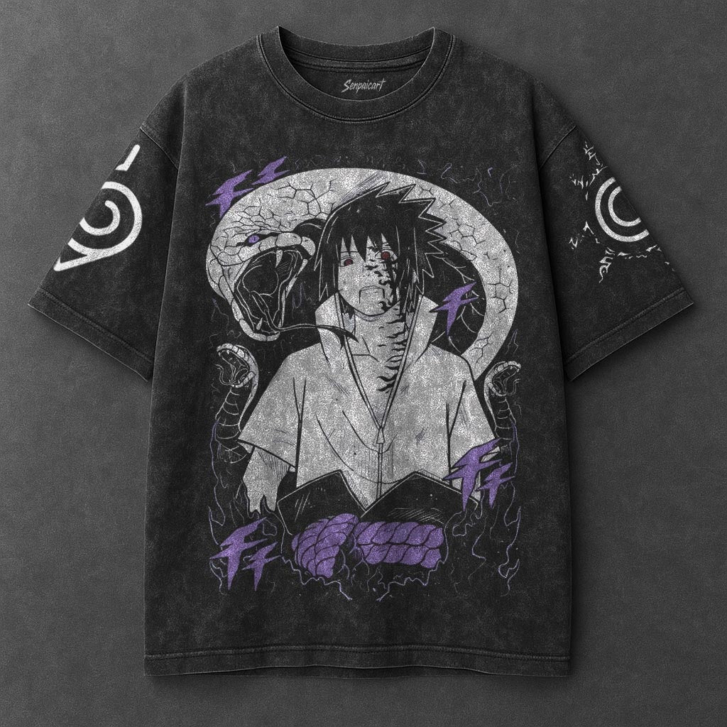 Naruto Oversized Chill Black Washed T-Shirt