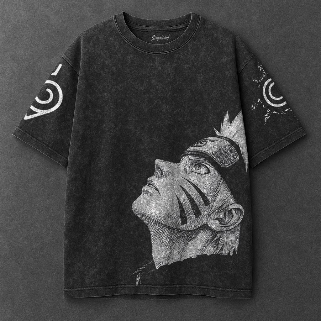 Naruto Oversized Cozy Black Washed T-Shirt