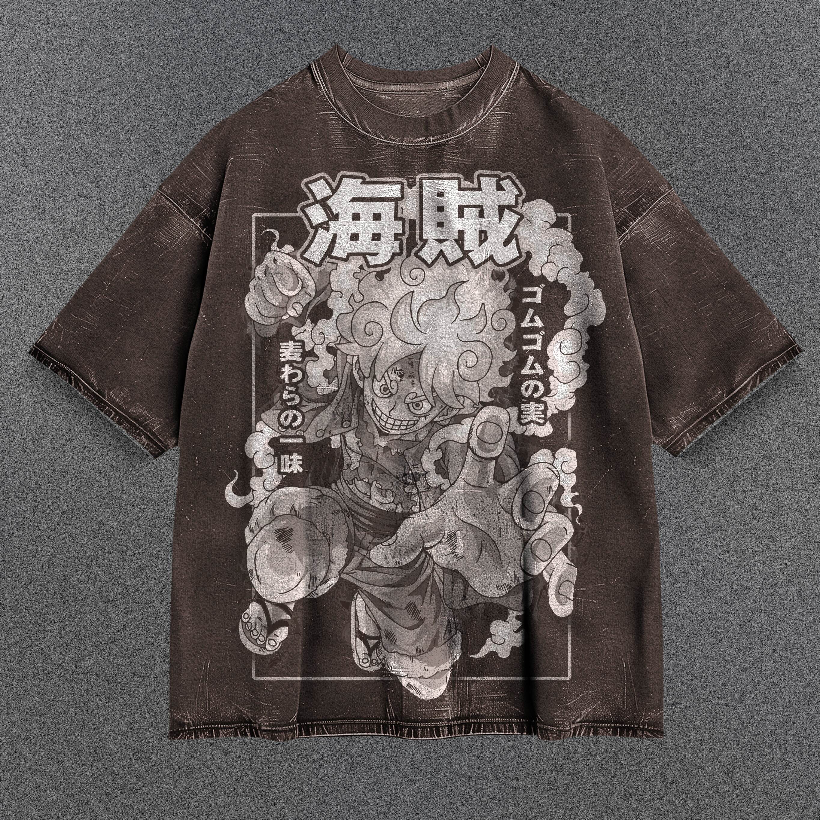 One Piece Elongated Brown Washed T-Shirt