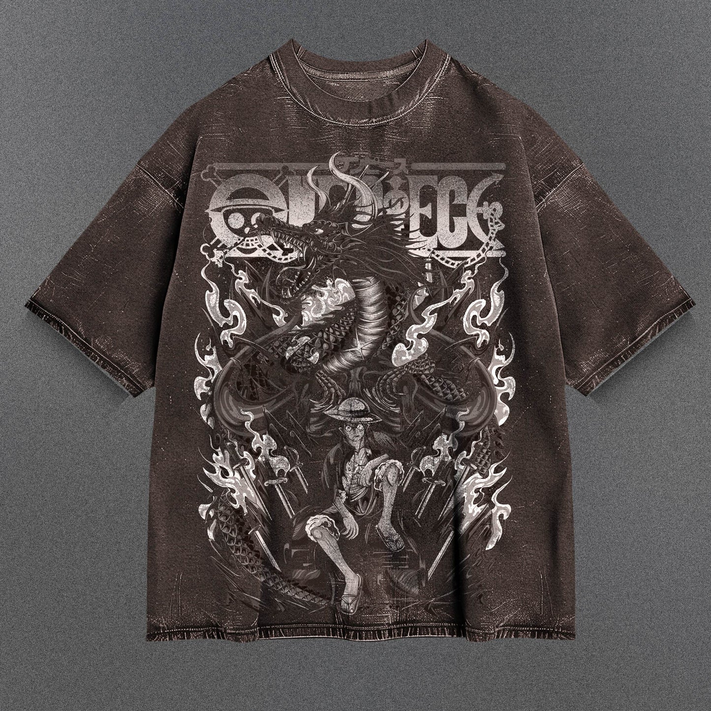 One Piece Minimalist Brown Washed T-Shirt