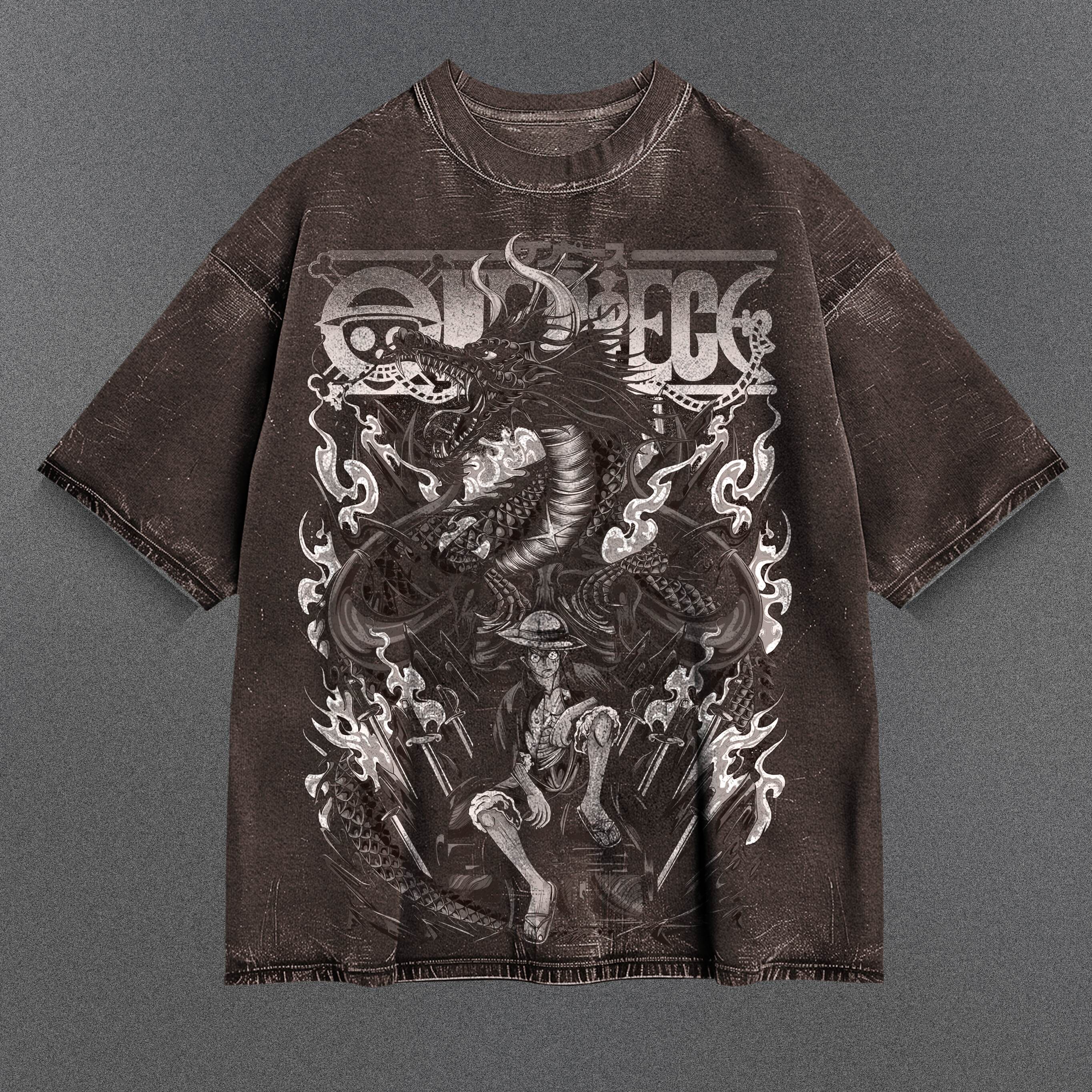 One Piece Minimalist Brown Washed T-Shirt