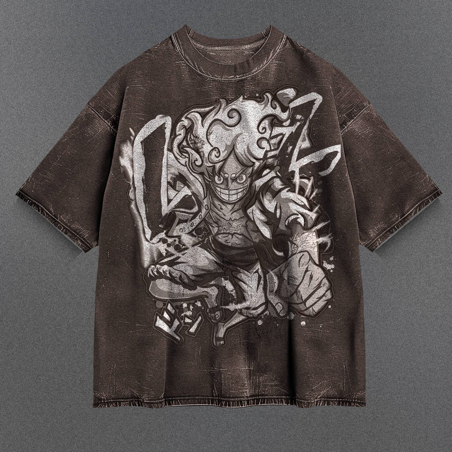 One Piece Extended Brown Washed T-Shirt