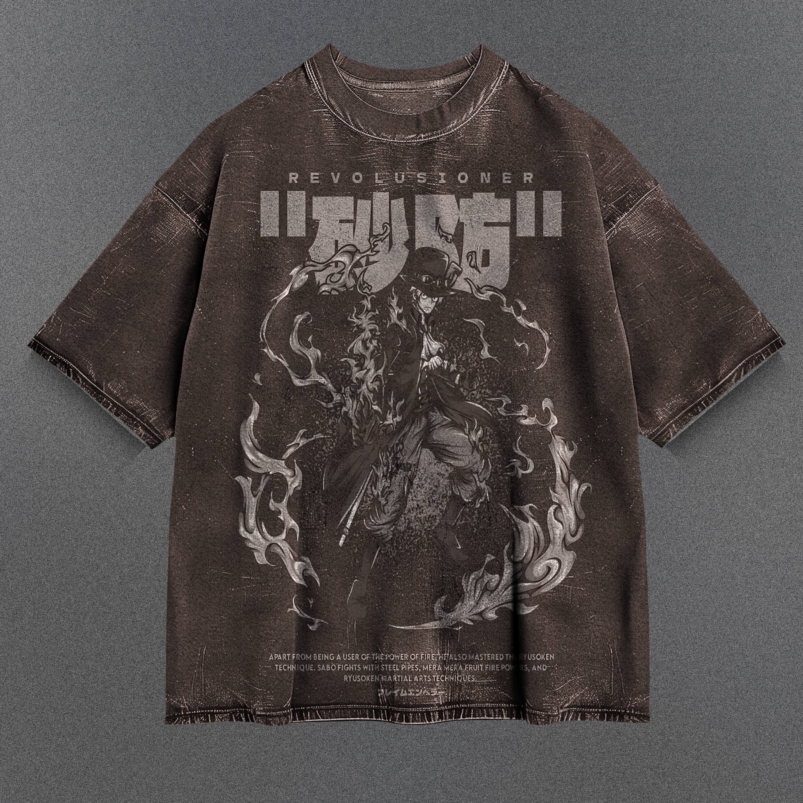 One Piece Drapey Brown Washed T-Shirt