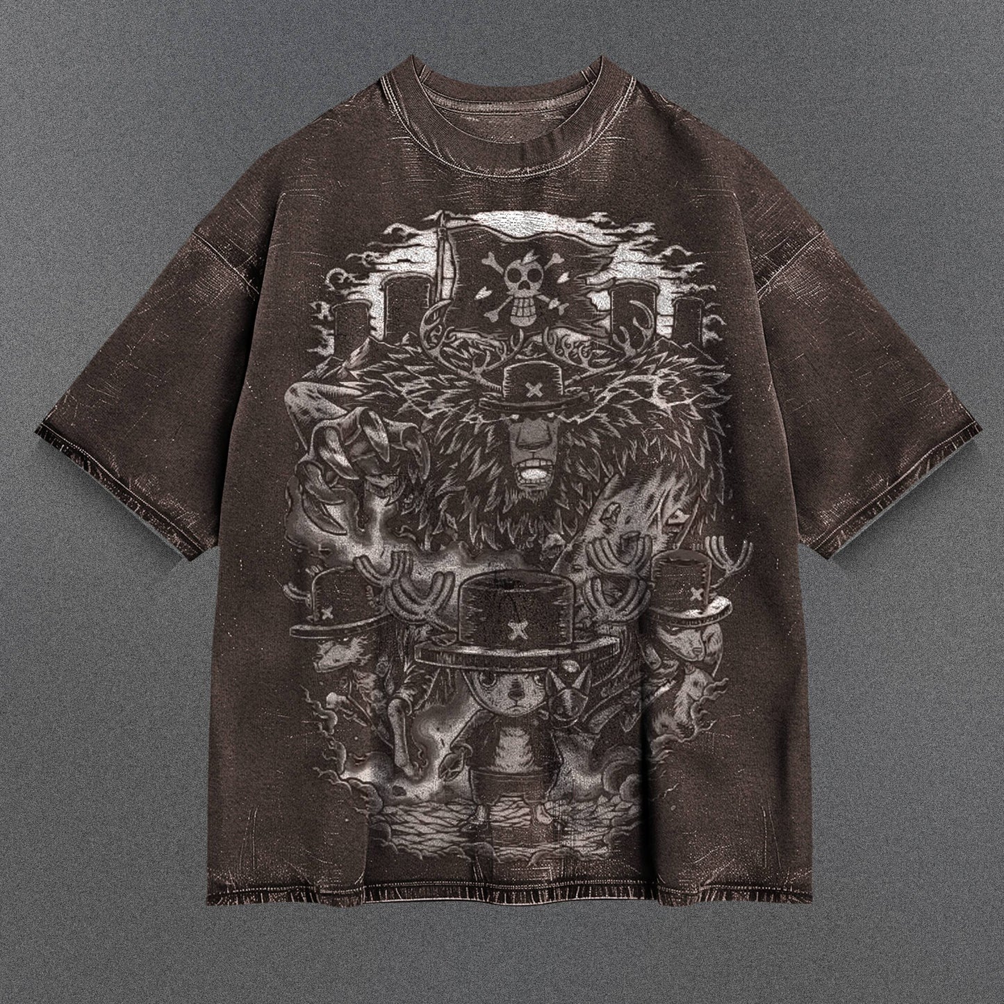 One Piece Flowy Brown Washed T-Shirt