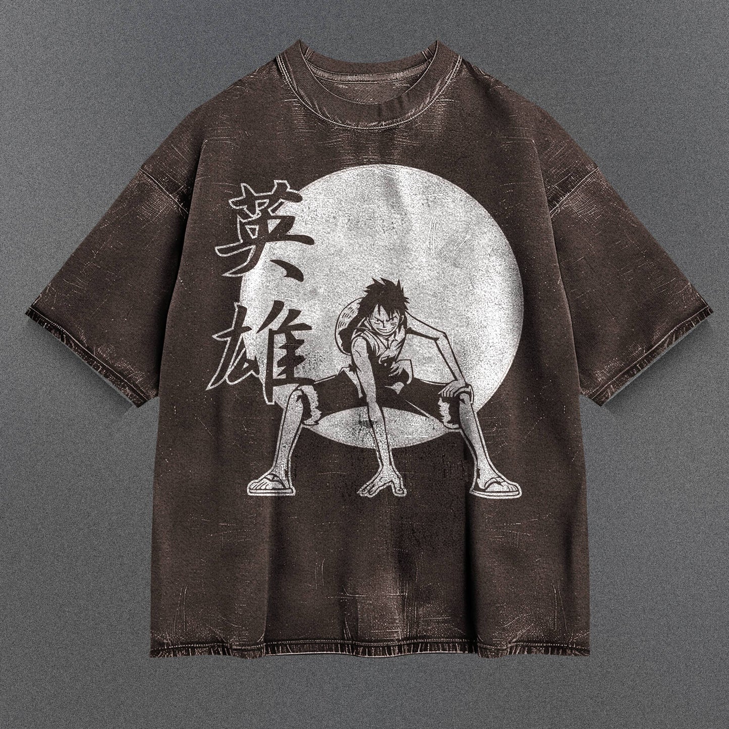 One Piece Oversized Brown Washed T-Shirt