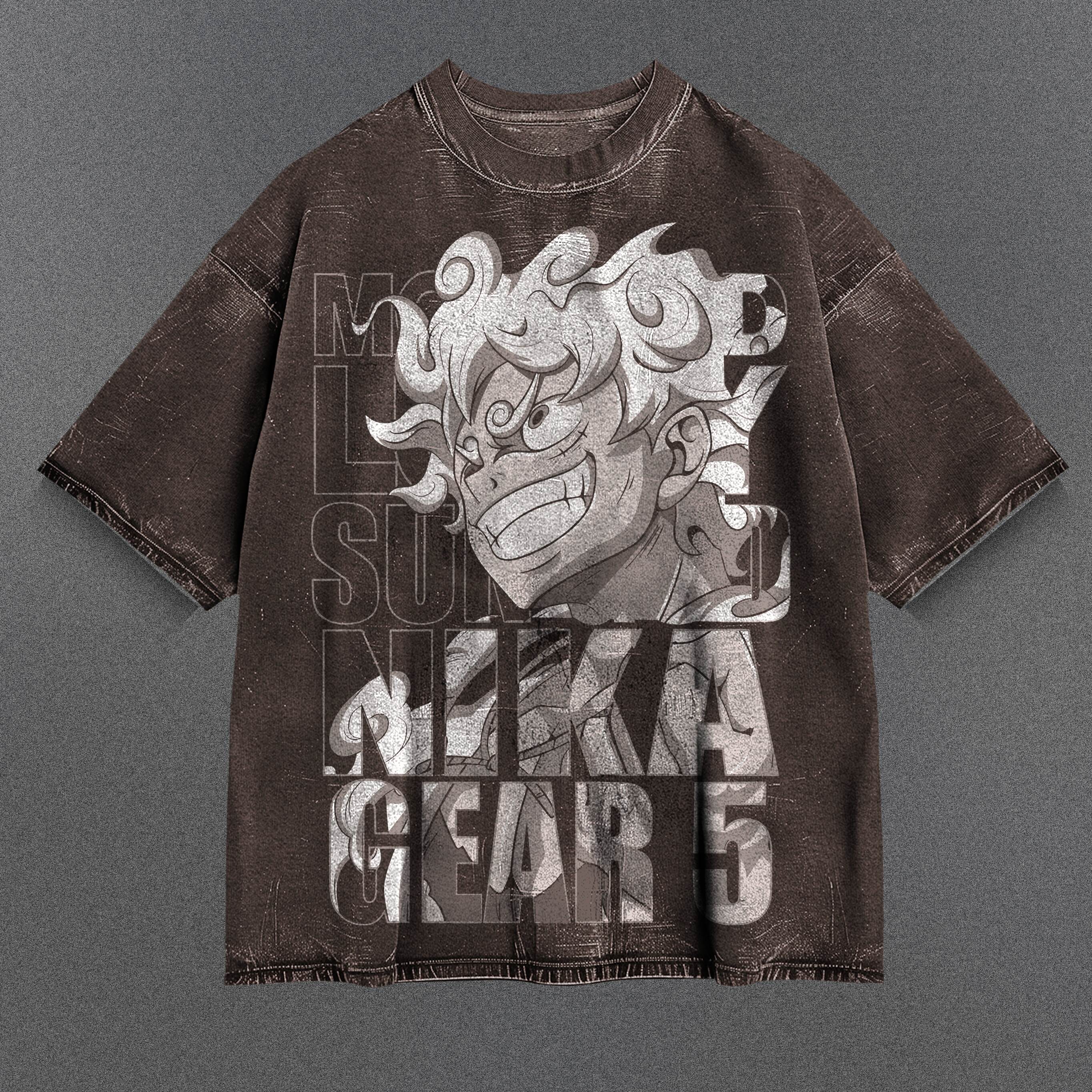 One Piece Casual Brown Washed T-Shirt